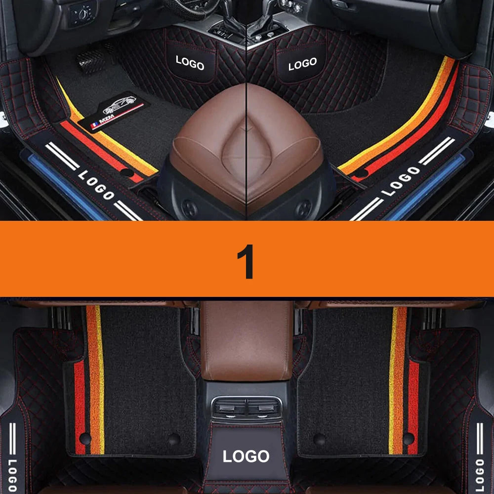 Double Car Floor Mats For Kia Stinger 2018-2022 Leather Chenille Car Mat Full Set Interior Accessories Custom Logo Carpet