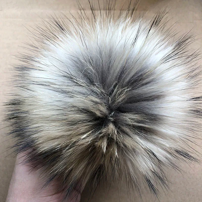 Whosale 5pcs/ Lot DIY White Pompom Raccoon Fox Fur Pom Poms Fur Balls for Knitted Hat Cap Beanies Scarf Real Fur Pompoms