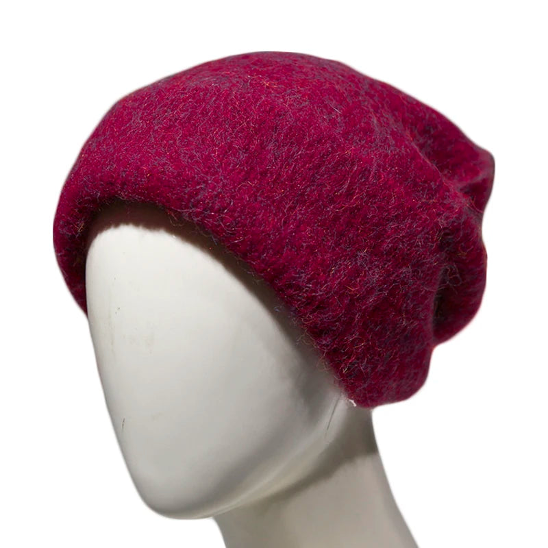 BAHTLEE-Women's Alpaca Hair Knitted Hat, Caps, Warmer, Winter