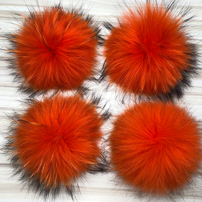 Whosale 5pcs/ Lot DIY White Pompom Raccoon Fox Fur Pom Poms Fur Balls for Knitted Hat Cap Beanies Scarf Real Fur Pompoms