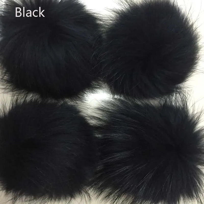 Whosale 5pcs/ Lot DIY White Pompom Raccoon Fox Fur Pom Poms Fur Balls for Knitted Hat Cap Beanies Scarf Real Fur Pompoms