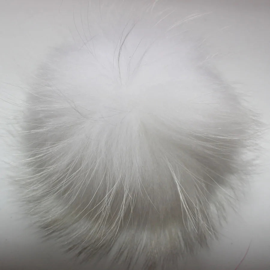 Whosale 5pcs/ Lot DIY White Pompom Raccoon Fox Fur Pom Poms Fur Balls for Knitted Hat Cap Beanies Scarf Real Fur Pompoms