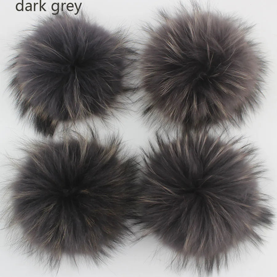 Whosale 5pcs/ Lot DIY White Pompom Raccoon Fox Fur Pom Poms Fur Balls for Knitted Hat Cap Beanies Scarf Real Fur Pompoms