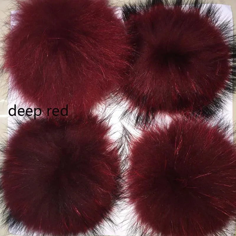 Whosale 5pcs/ Lot DIY White Pompom Raccoon Fox Fur Pom Poms Fur Balls for Knitted Hat Cap Beanies Scarf Real Fur Pompoms