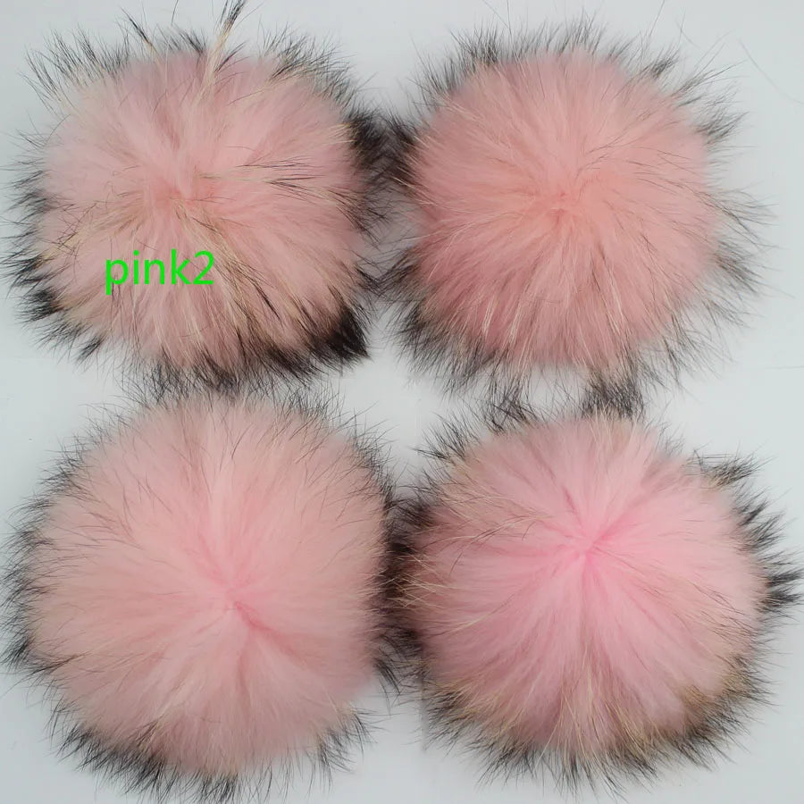 Whosale 5pcs/ Lot DIY White Pompom Raccoon Fox Fur Pom Poms Fur Balls for Knitted Hat Cap Beanies Scarf Real Fur Pompoms