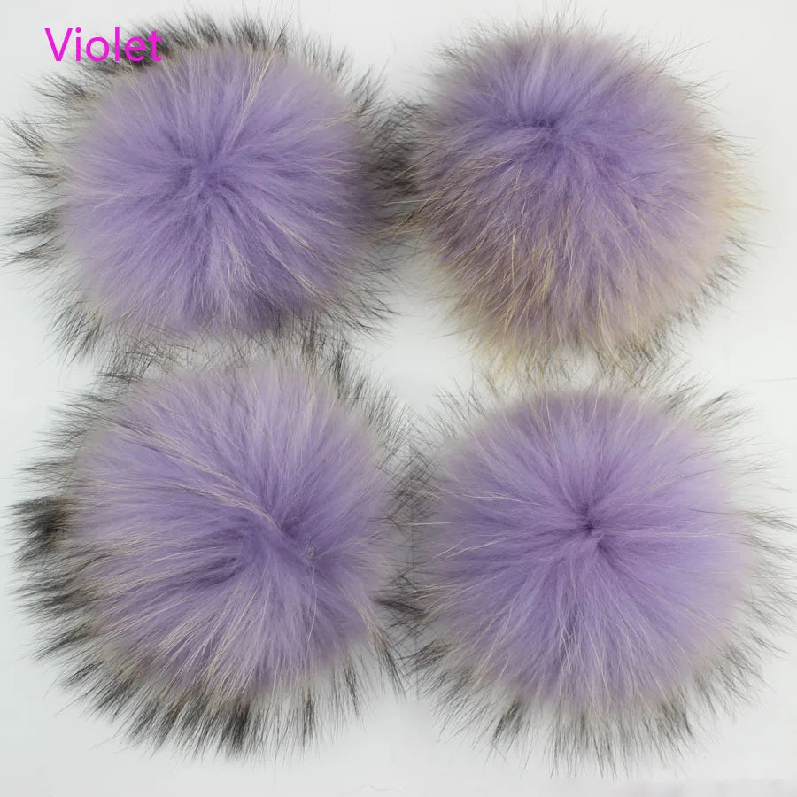 Whosale 5pcs/ Lot DIY White Pompom Raccoon Fox Fur Pom Poms Fur Balls for Knitted Hat Cap Beanies Scarf Real Fur Pompoms