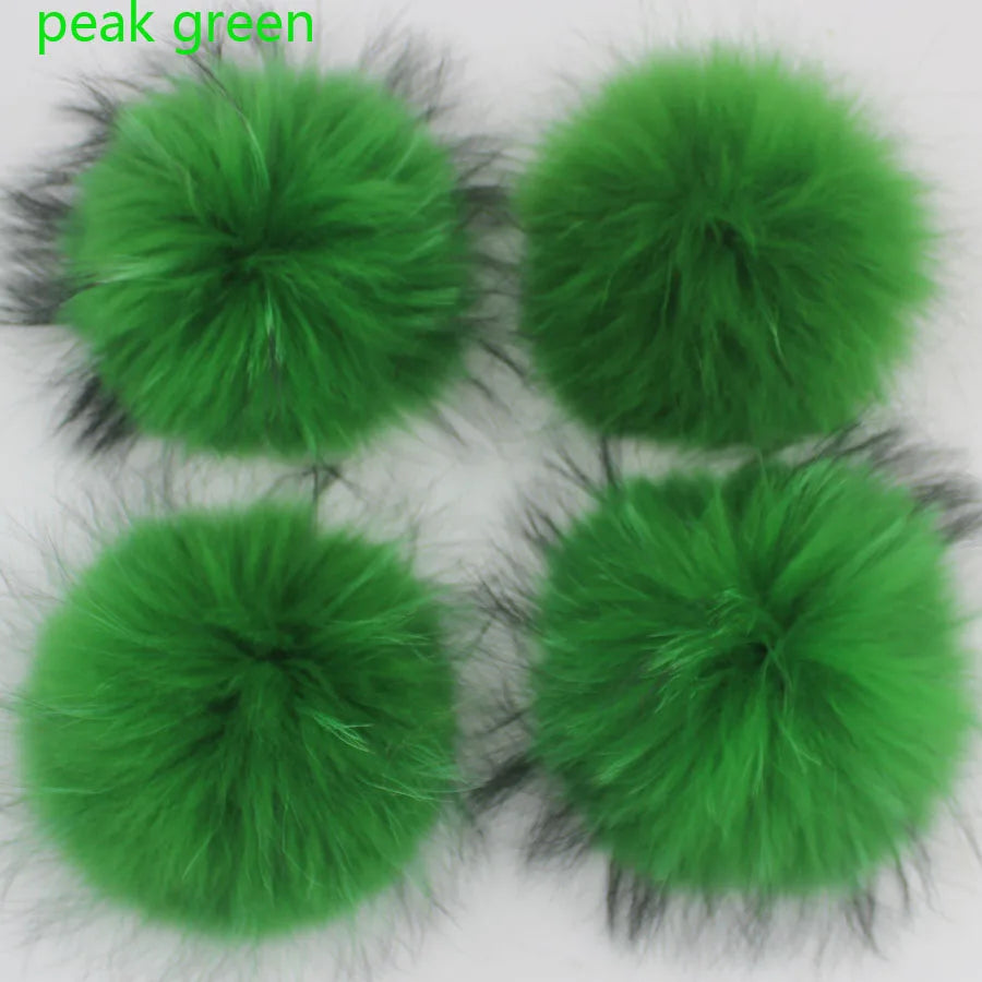 Whosale 5pcs/ Lot DIY White Pompom Raccoon Fox Fur Pom Poms Fur Balls for Knitted Hat Cap Beanies Scarf Real Fur Pompoms