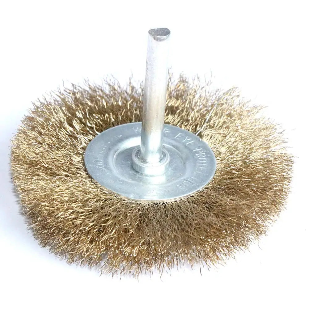 4pcs 2inch/3"/4" Brass coated Wire Wheel brush for Drill shank 1/4" For removing paint Derust and cleaning