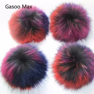 Whosale 5pcs/ Lot DIY White Pompom Raccoon Fox Fur Pom Poms Fur Balls for Knitted Hat Cap Beanies Scarf Real Fur Pompoms