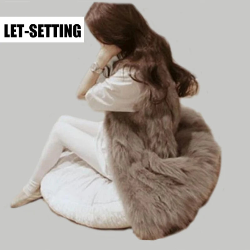 women's vest large size faux fur vest Women sleeveless jacket female fur rabbit new fox vest women's long vest