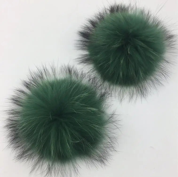 Whosale 5pcs/ Lot DIY White Pompom Raccoon Fox Fur Pom Poms Fur Balls for Knitted Hat Cap Beanies Scarf Real Fur Pompoms