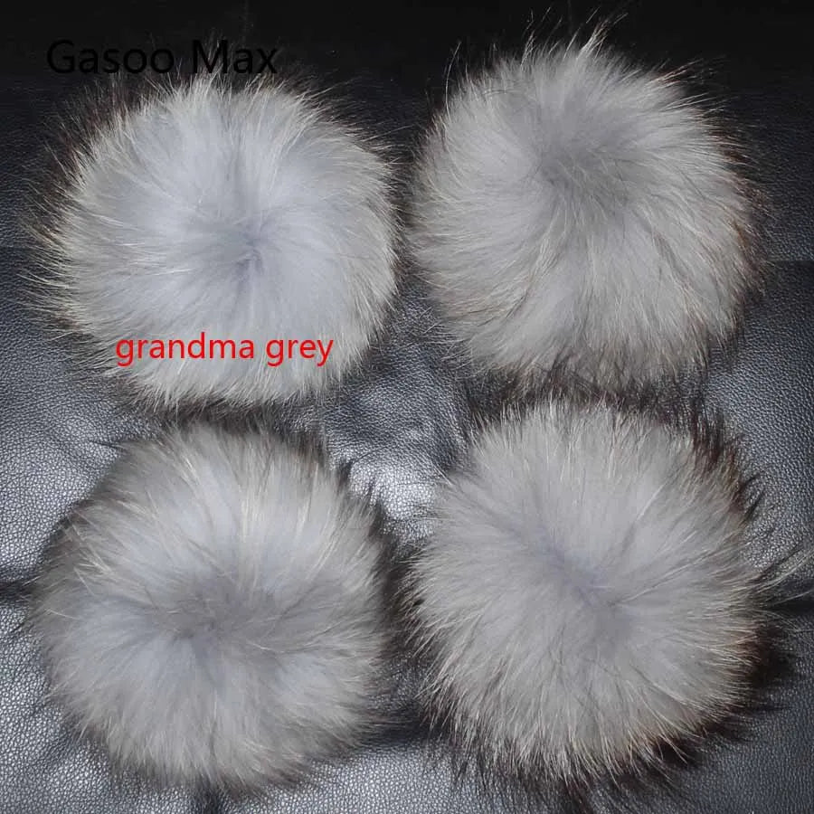 Whosale 5pcs/ Lot DIY White Pompom Raccoon Fox Fur Pom Poms Fur Balls for Knitted Hat Cap Beanies Scarf Real Fur Pompoms