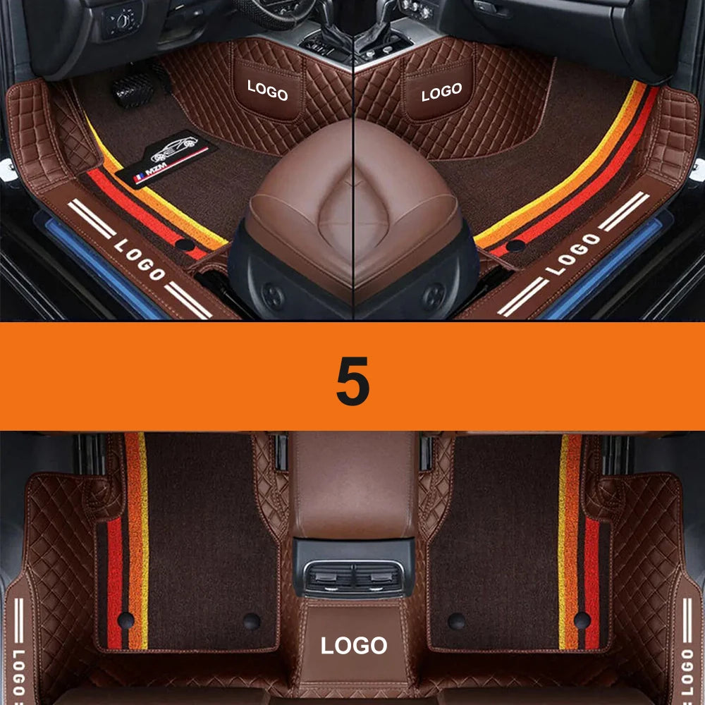 Double Car Floor Mats For Kia Stinger 2018-2022 Leather Chenille Car Mat Full Set Interior Accessories Custom Logo Carpet