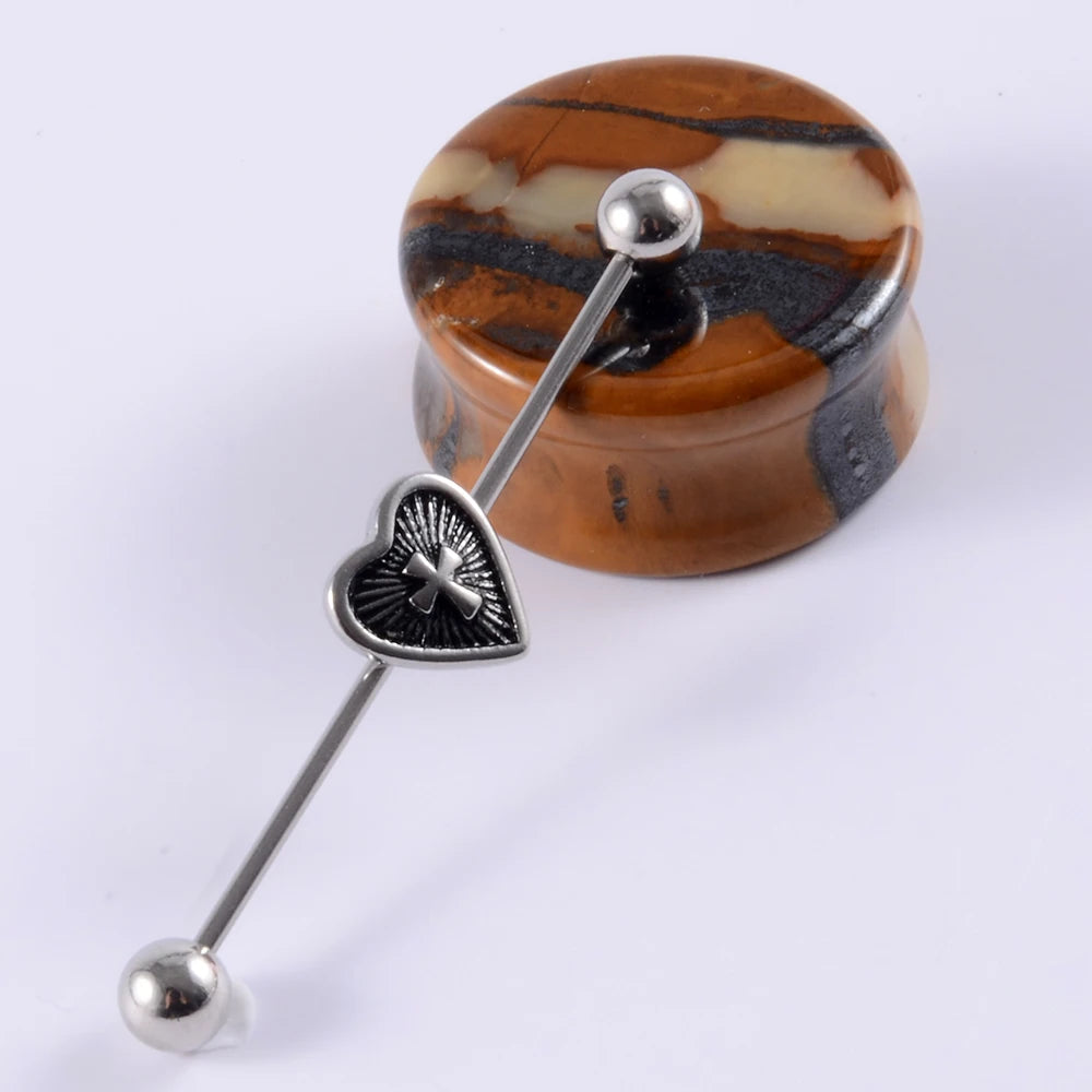 1Pcs Surgical Steel Punk Snake Industrial Barbell Ring Arrow Cone Straight Barbell Ring Cartilage Earring Helix Body Jewelry