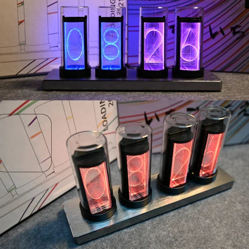Digital Nixie Glow Tube Clock Metal Wood RGB Table Clock LED Silent Luxury Electronic Desktop Clocks Vintage Digital Watch Gift