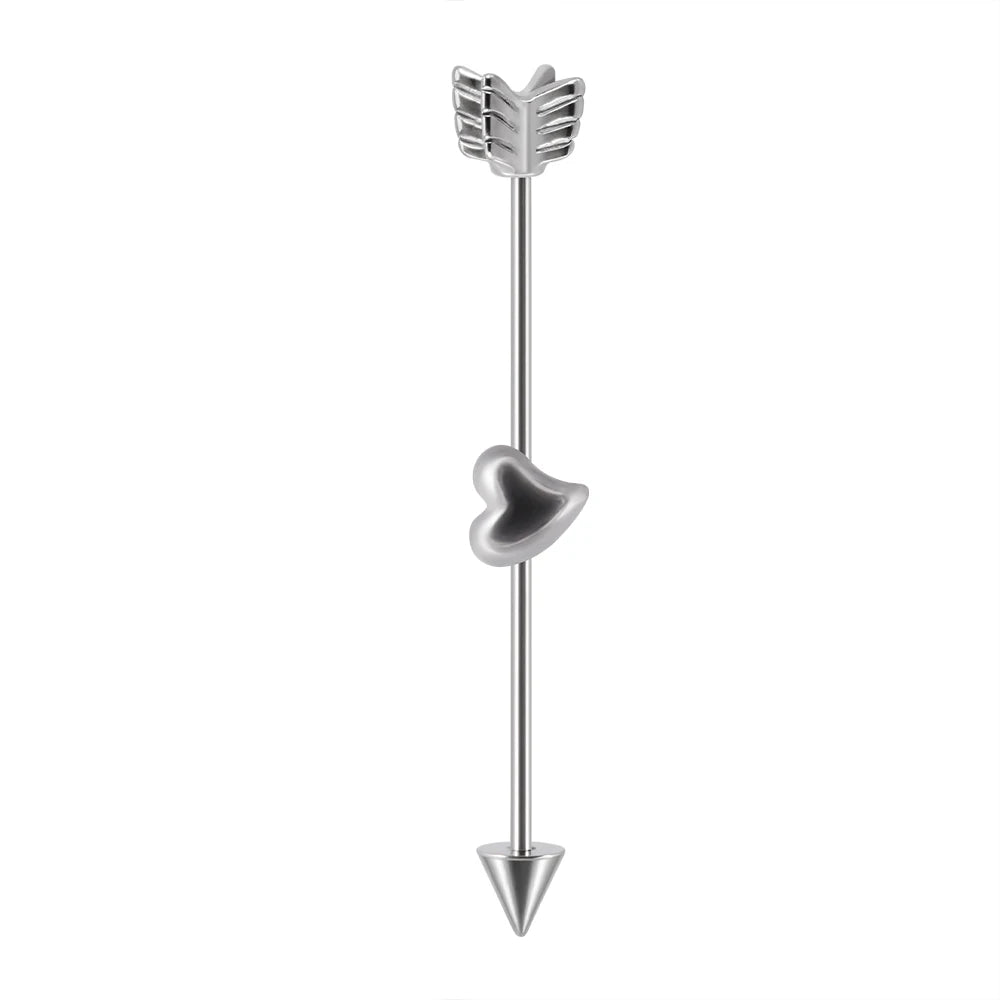 1Pcs Surgical Steel Punk Snake Industrial Barbell Ring Arrow Cone Straight Barbell Ring Cartilage Earring Helix Body Jewelry