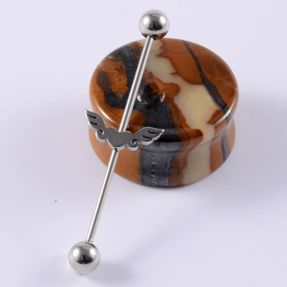 1Pcs Surgical Steel Punk Snake Industrial Barbell Ring Arrow Cone Straight Barbell Ring Cartilage Earring Helix Body Jewelry