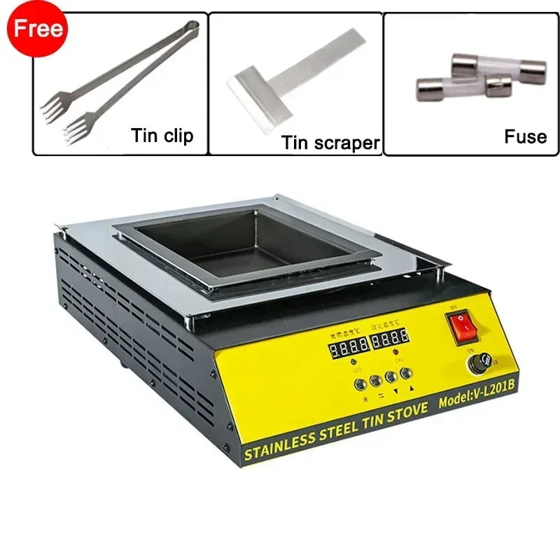 110V/220V Tin Melting Pot Solder Tin Pot Tin Melting Furnace Thermoregulation Soldering Desoldering Bath 30~400 Degree Ajustable