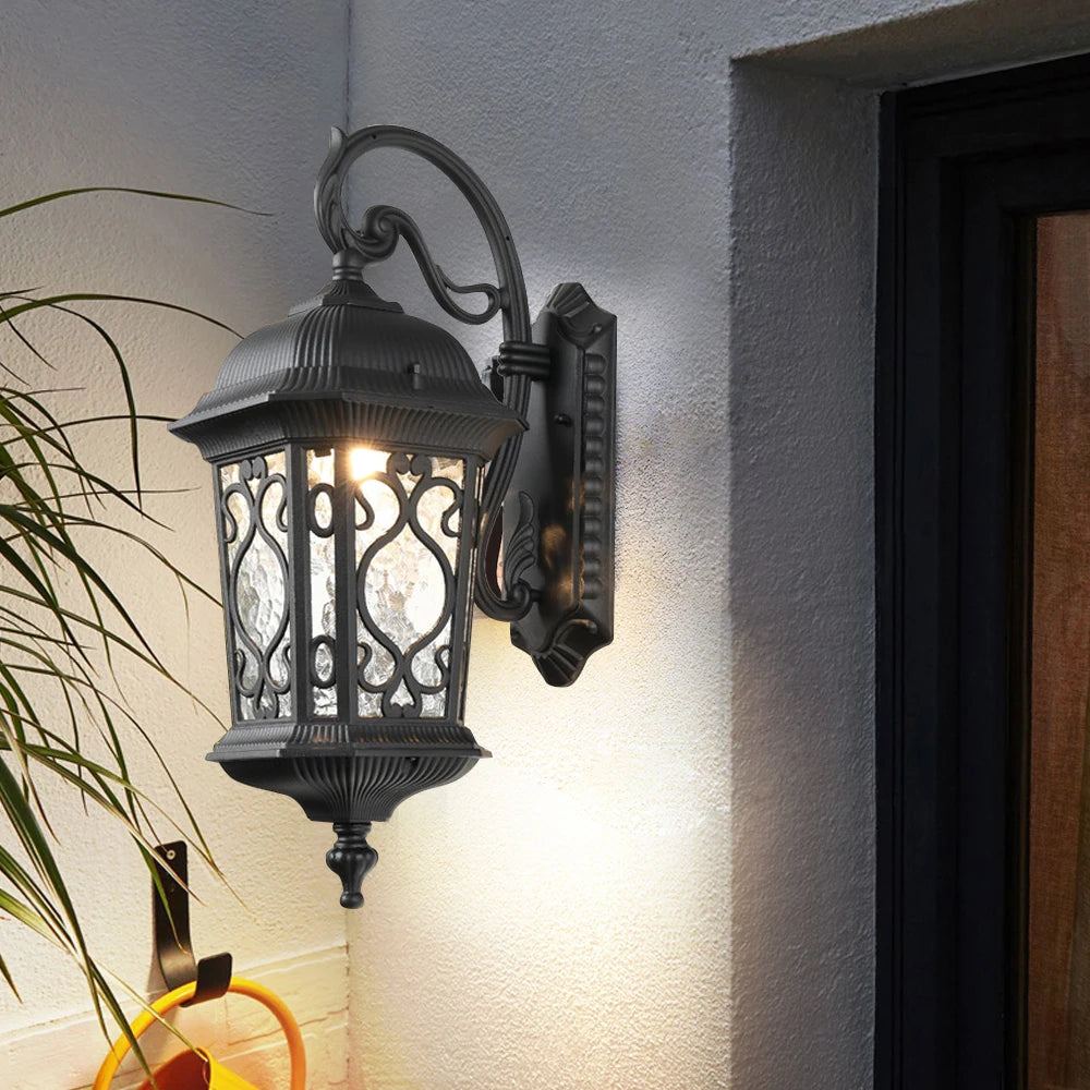 SANDIY External Wall Sconce Lamp Retro Garden Lighting Waterproof Exteior Illumination for Balcony Terrace Patio Porch Luminaire