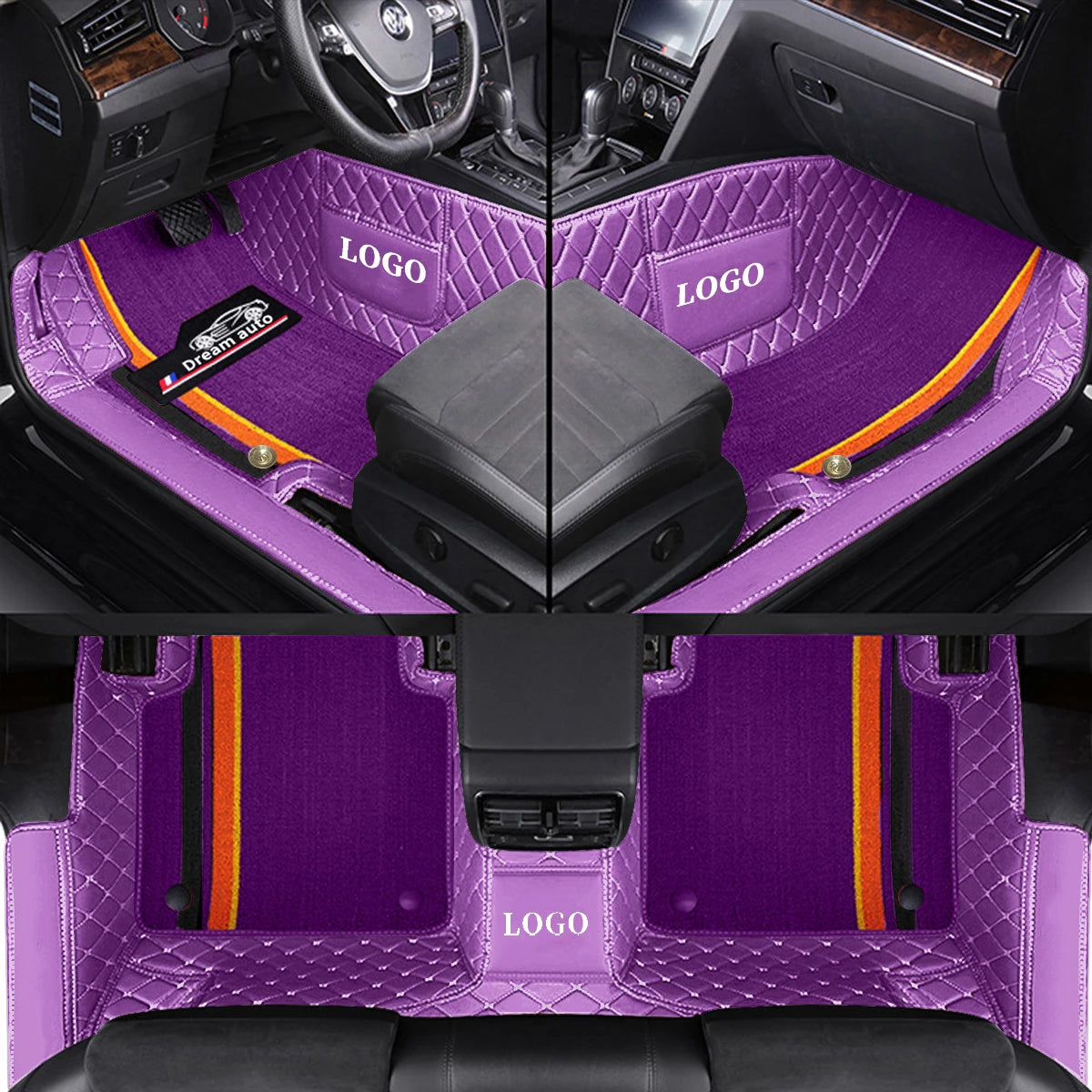 Double Car Floor Mats For Kia Stinger 2018-2022 Leather Chenille Car Mat Full Set Interior Accessories Custom Logo Carpet