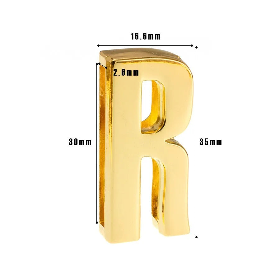 1pc Hole 30mm Slide Letter Plain Golden Color English Alphabet A-Z Fit DIY Wristband Bracelet Pet Collar Jewelry Making