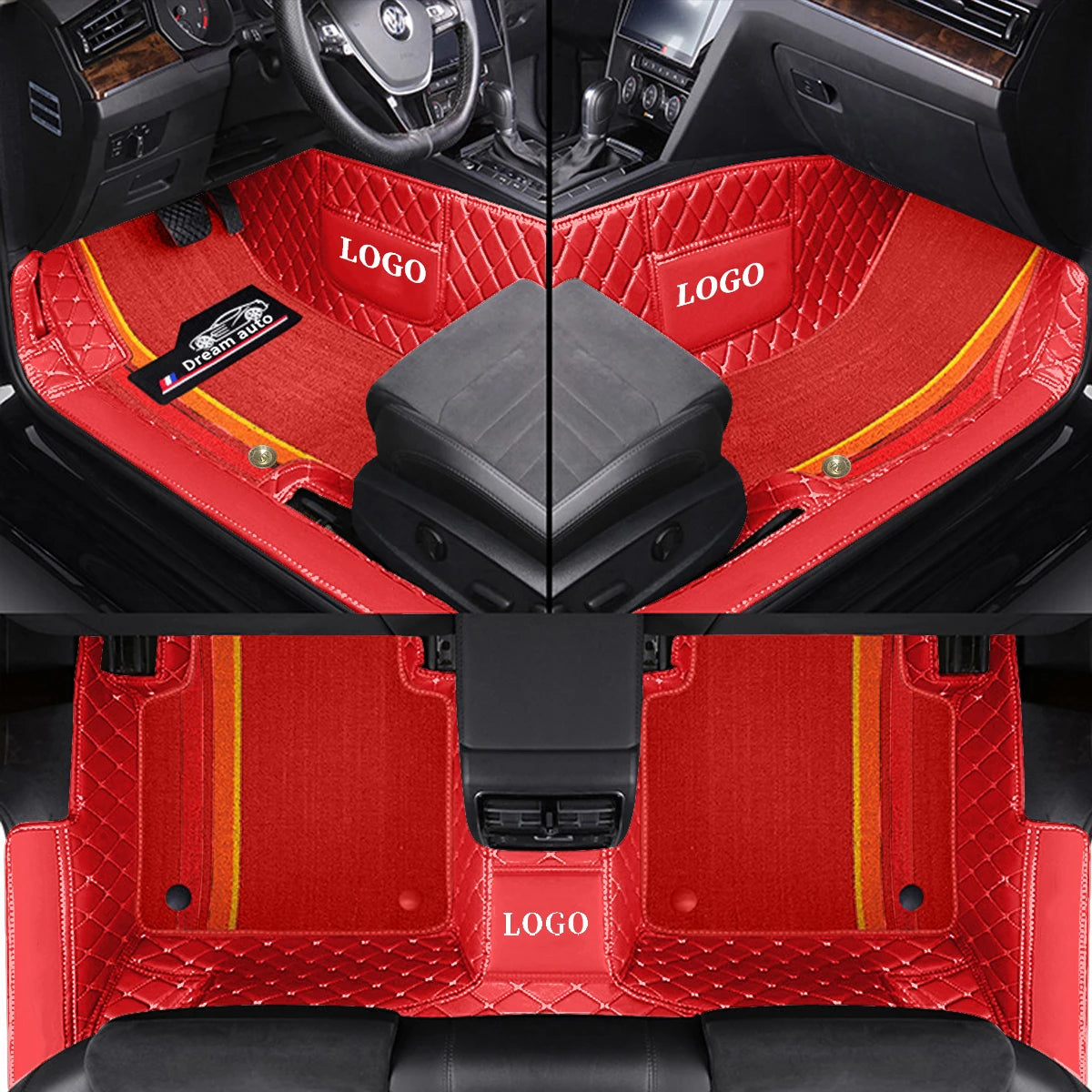 Double Car Floor Mats For Kia Stinger 2018-2022 Leather Chenille Car Mat Full Set Interior Accessories Custom Logo Carpet