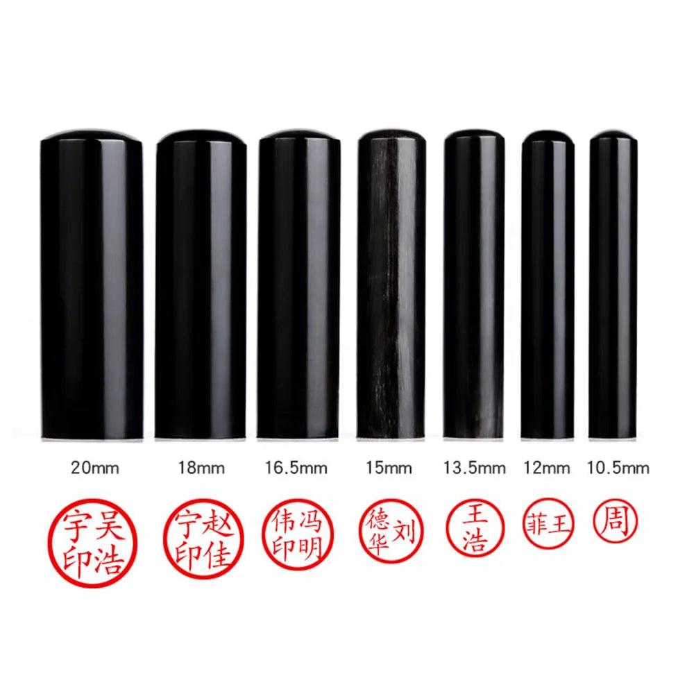 Japan Hanko Name Stamps Black OX Horn Round Stamp Customize Signature Calligraphy Painting Chop Seal Gifts