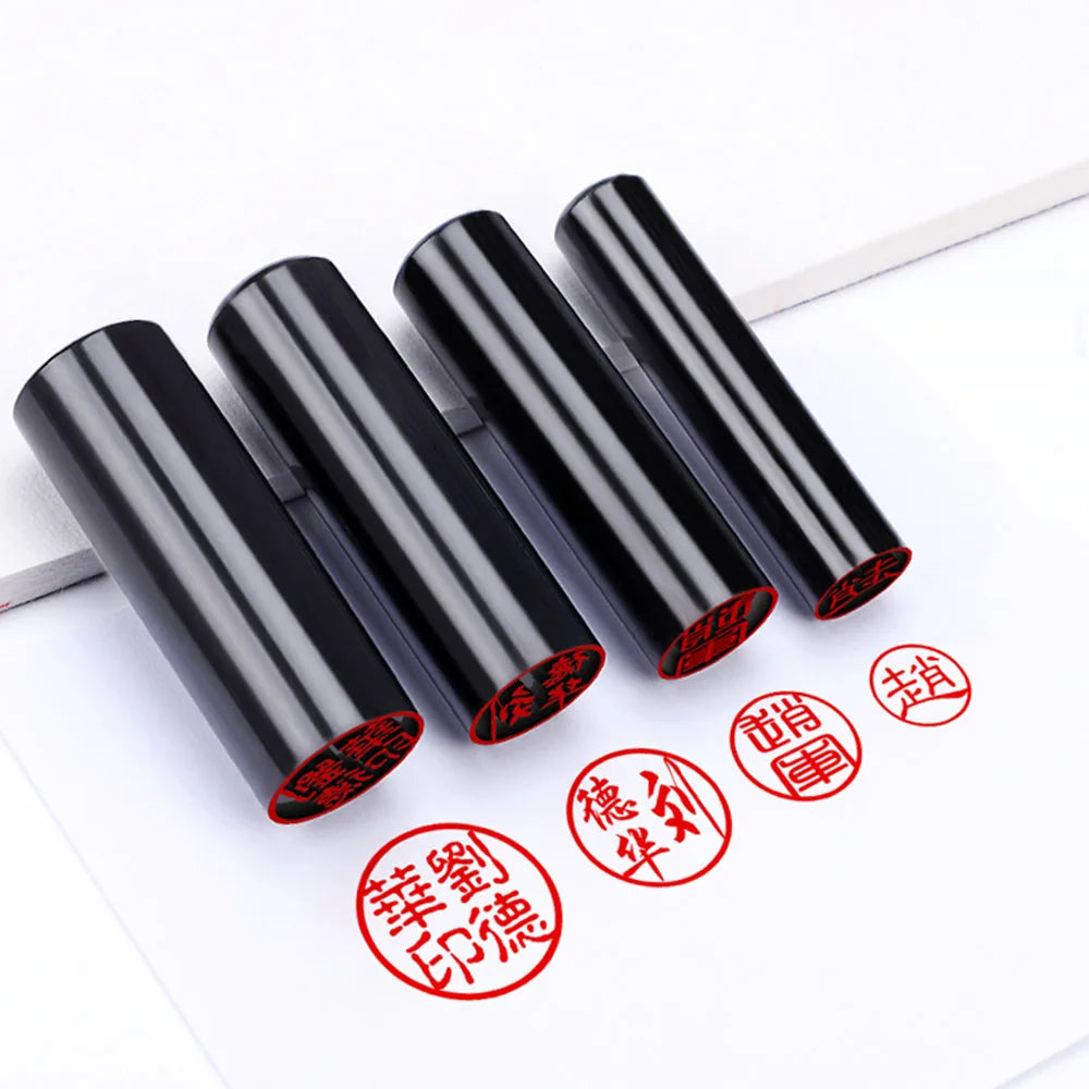 Japan Hanko Name Stamps Black OX Horn Round Stamp Customize Signature Calligraphy Painting Chop Seal Gifts