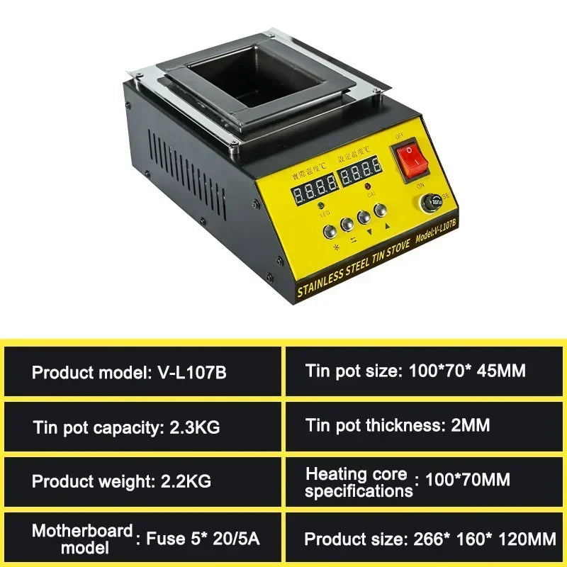 110V/220V Tin Melting Pot Solder Tin Pot Tin Melting Furnace Thermoregulation Soldering Desoldering Bath 30~400 Degree Ajustable