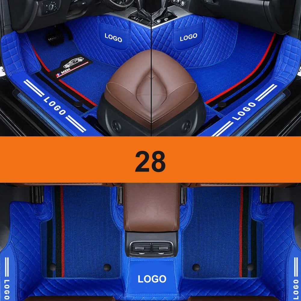 Double Car Floor Mats For Kia Stinger 2018-2022 Leather Chenille Car Mat Full Set Interior Accessories Custom Logo Carpet