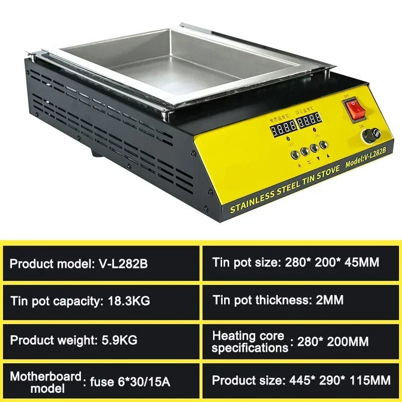 110V/220V Tin Melting Pot Solder Tin Pot Tin Melting Furnace Thermoregulation Soldering Desoldering Bath 30~400 Degree Ajustable