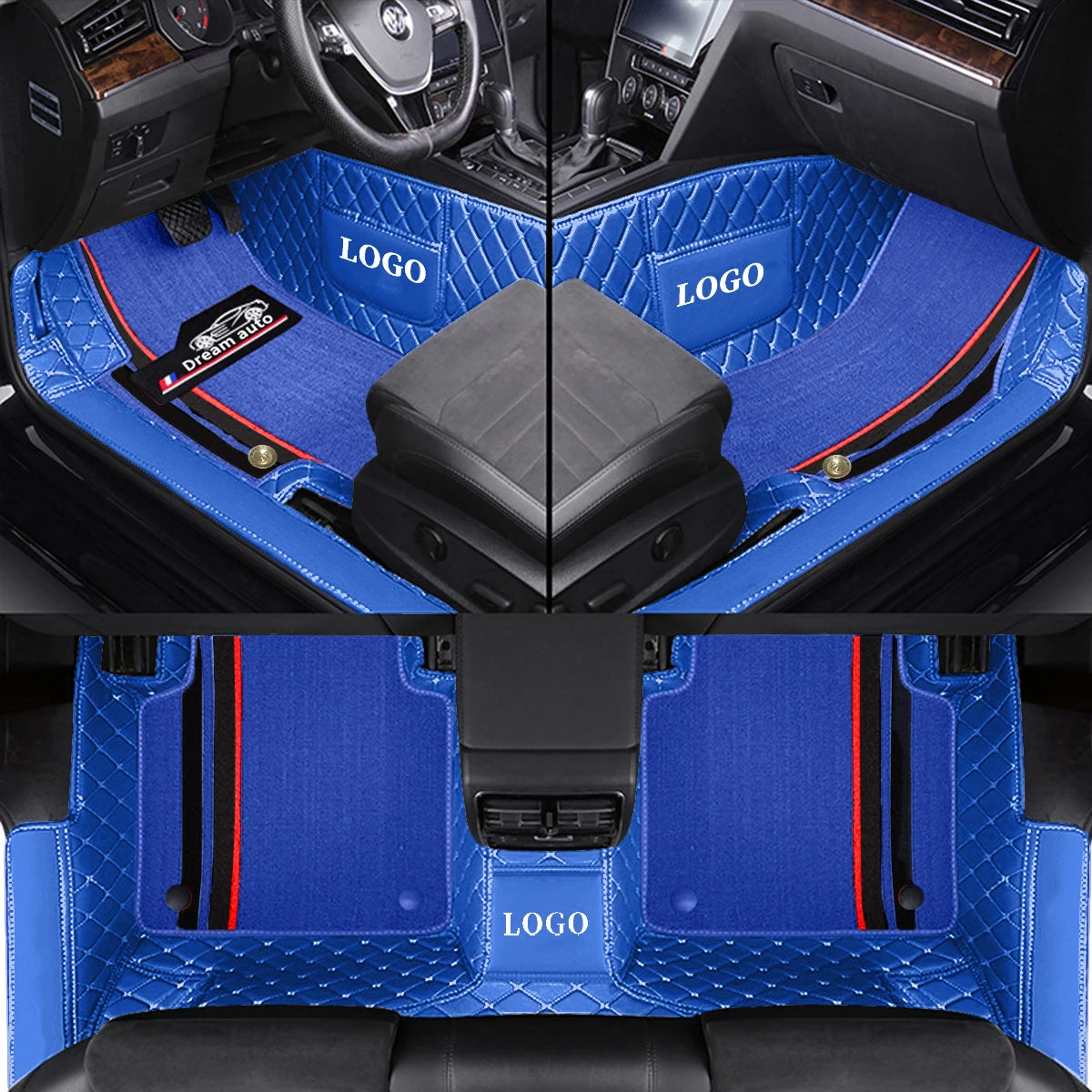 Double Car Floor Mats For Kia Stinger 2018-2022 Leather Chenille Car Mat Full Set Interior Accessories Custom Logo Carpet