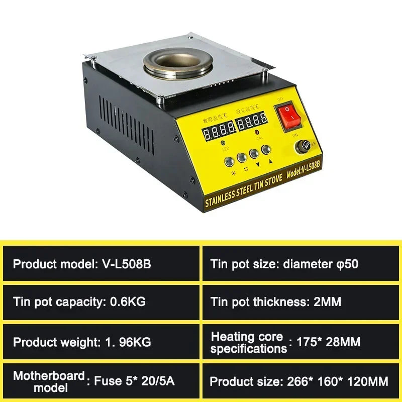 110V/220V Tin Melting Pot Solder Tin Pot Tin Melting Furnace Thermoregulation Soldering Desoldering Bath 30~400 Degree Ajustable