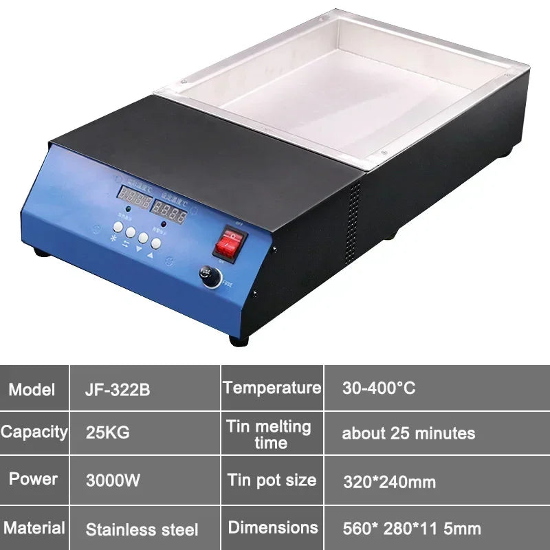 110V/220V Tin Melting Pot Solder Tin Pot Tin Melting Furnace Thermoregulation Soldering Desoldering Bath 30~400 Degree Ajustable