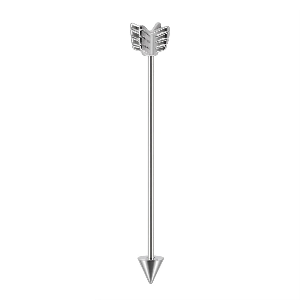 1Pcs Surgical Steel Punk Snake Industrial Barbell Ring Arrow Cone Straight Barbell Ring Cartilage Earring Helix Body Jewelry