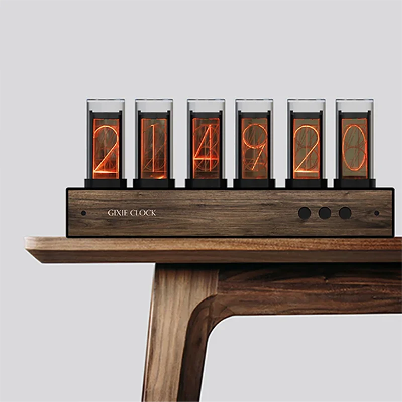 Digital Nixie Glow Tube Clock Metal Wood RGB Table Clock LED Silent Luxury Electronic Desktop Clocks Vintage Digital Watch Gift