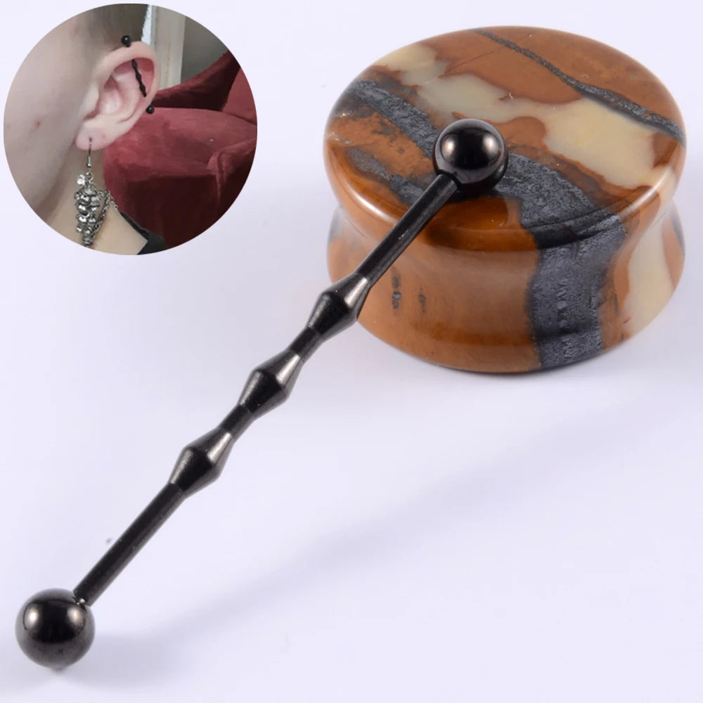 1Pcs Surgical Steel Punk Snake Industrial Barbell Ring Arrow Cone Straight Barbell Ring Cartilage Earring Helix Body Jewelry