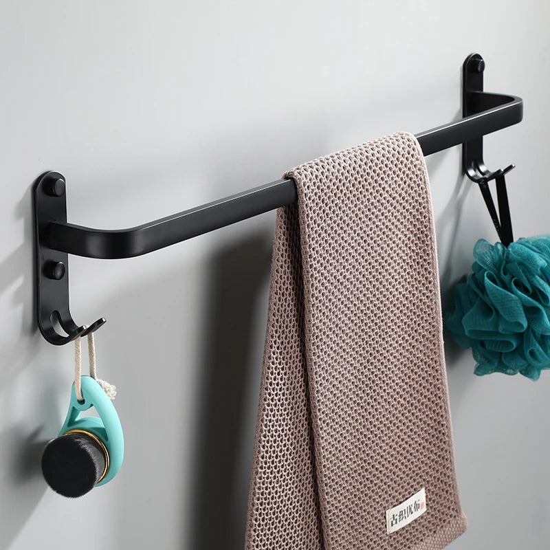 3 Tier Towel Rack with Hook Space Aluminum Towel Holder Storage Organizer Wall Mounted for Bathroom Kitchen Hotel Black