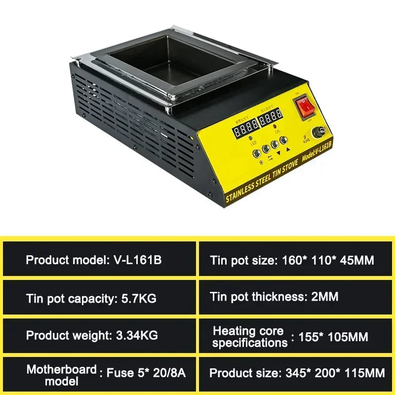 110V/220V Tin Melting Pot Solder Tin Pot Tin Melting Furnace Thermoregulation Soldering Desoldering Bath 30~400 Degree Ajustable