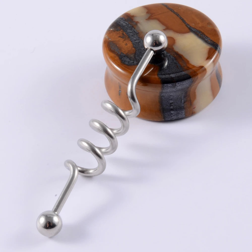 1Pcs Surgical Steel Punk Snake Industrial Barbell Ring Arrow Cone Straight Barbell Ring Cartilage Earring Helix Body Jewelry