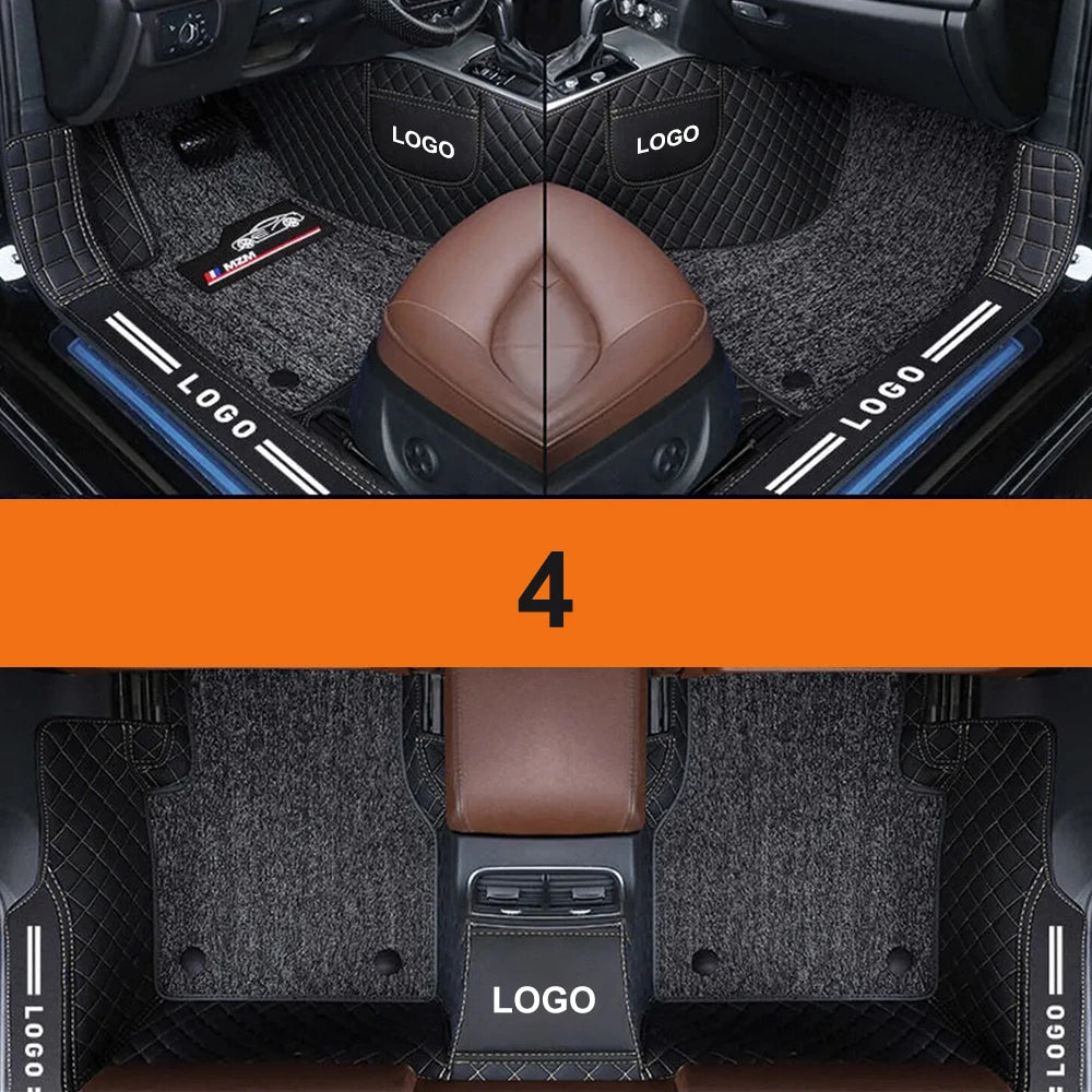 Double Car Floor Mats For Kia Stinger 2018-2022 Leather Chenille Car Mat Full Set Interior Accessories Custom Logo Carpet