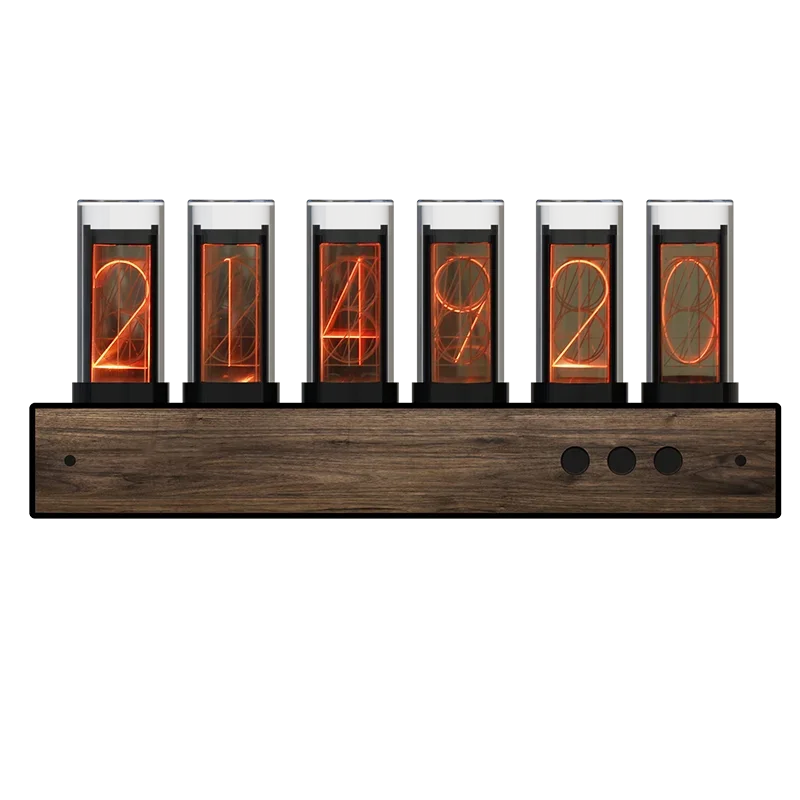 Digital Nixie Glow Tube Clock Metal Wood RGB Table Clock LED Silent Luxury Electronic Desktop Clocks Vintage Digital Watch Gift