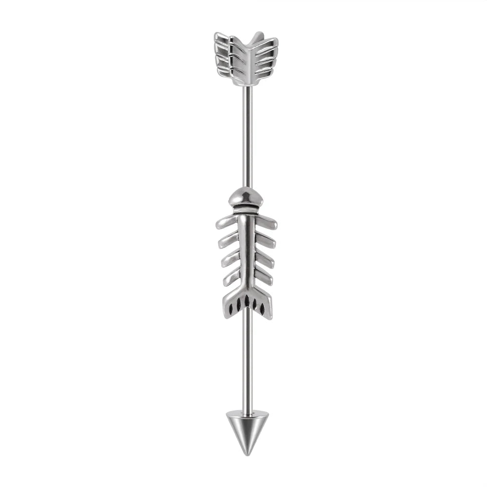 1Pcs Surgical Steel Punk Snake Industrial Barbell Ring Arrow Cone Straight Barbell Ring Cartilage Earring Helix Body Jewelry