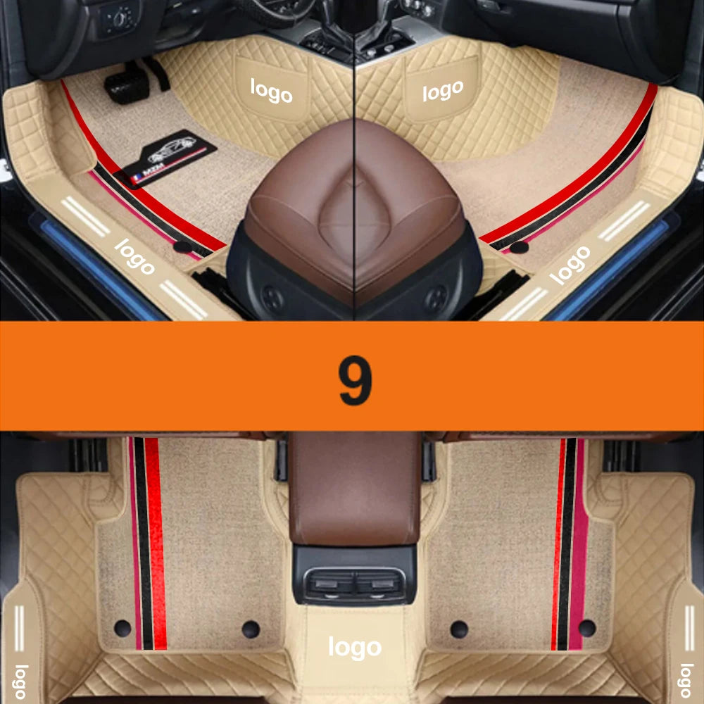 Double Car Floor Mats For Kia Stinger 2018-2022 Leather Chenille Car Mat Full Set Interior Accessories Custom Logo Carpet