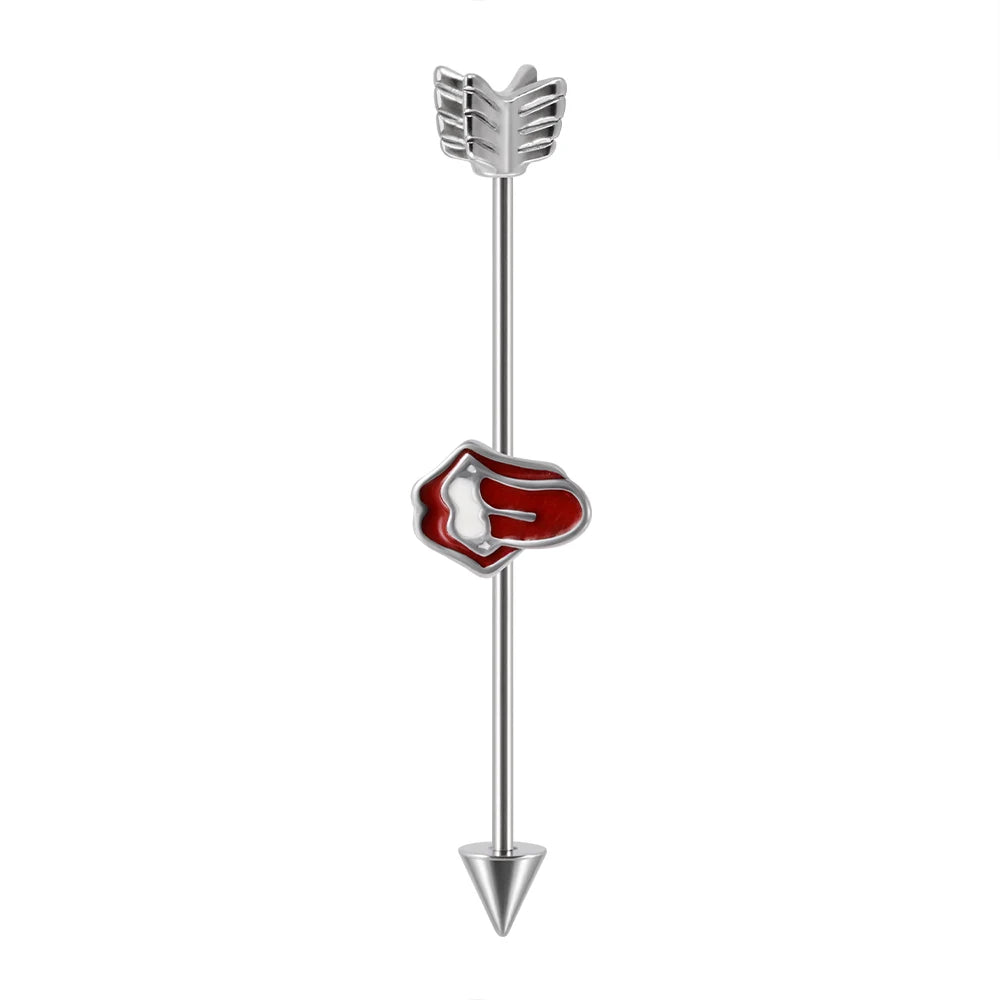 1Pcs Surgical Steel Punk Snake Industrial Barbell Ring Arrow Cone Straight Barbell Ring Cartilage Earring Helix Body Jewelry