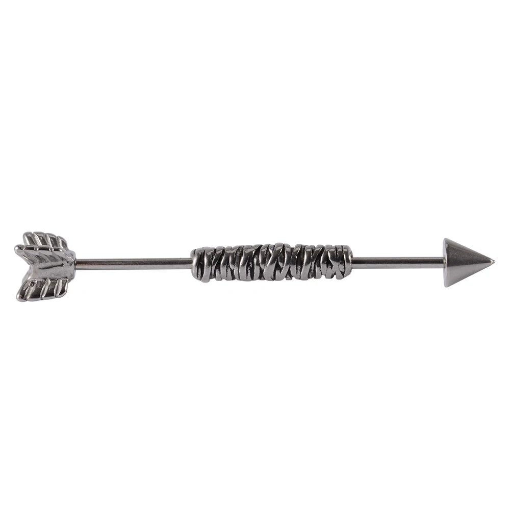 1Pcs Surgical Steel Punk Snake Industrial Barbell Ring Arrow Cone Straight Barbell Ring Cartilage Earring Helix Body Jewelry