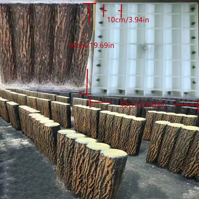 Precast Garden Decorative Concrete Landscape Edging Plastic Mold, Fencing Mould, Tree Bark Texture, Plastic Concrete Paver