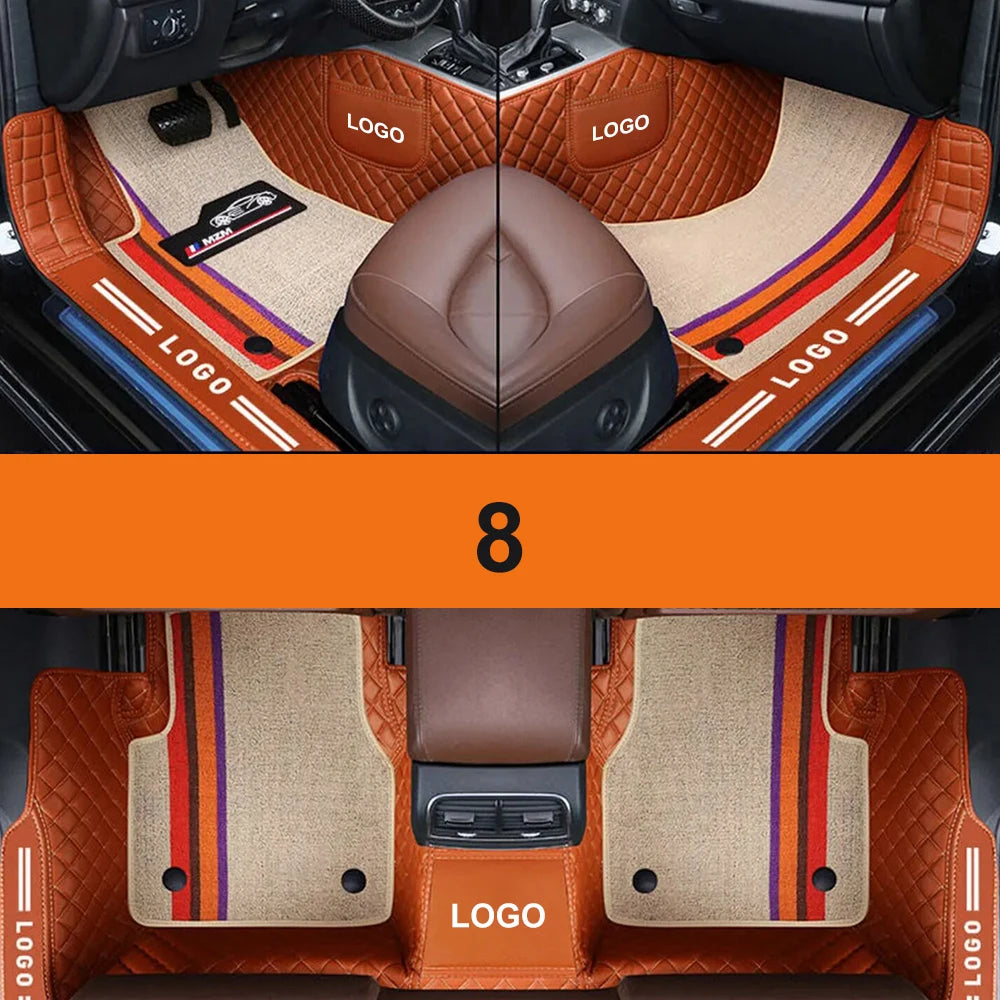 Double Car Floor Mats For Kia Stinger 2018-2022 Leather Chenille Car Mat Full Set Interior Accessories Custom Logo Carpet