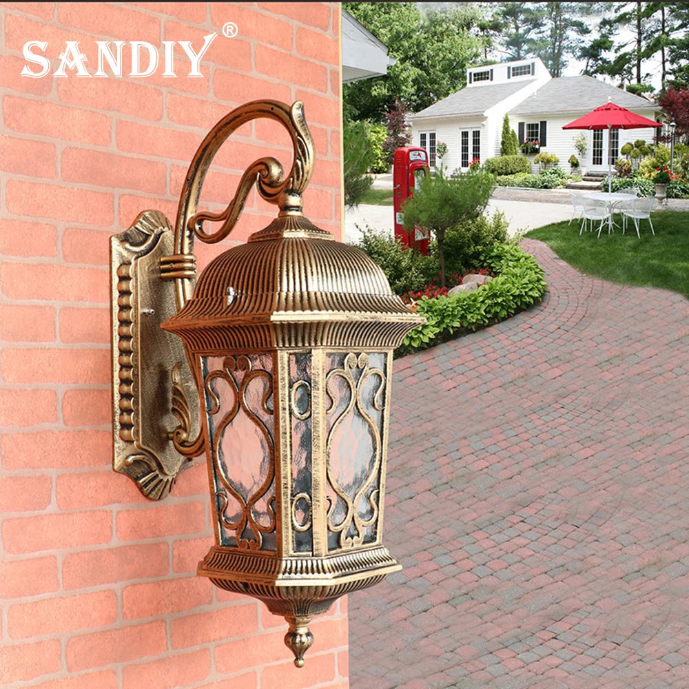 SANDIY External Wall Sconce Lamp Retro Garden Lighting Waterproof Exteior Illumination for Balcony Terrace Patio Porch Luminaire