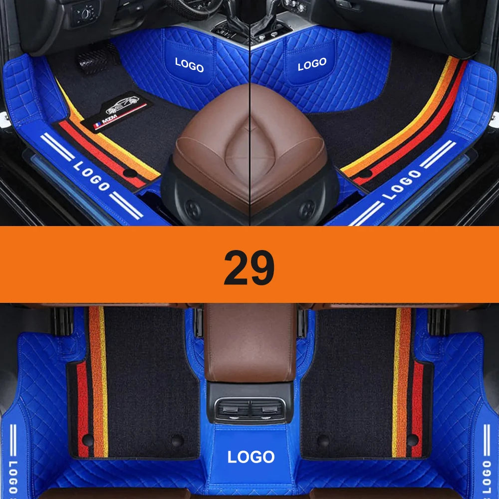 Double Car Floor Mats For Kia Stinger 2018-2022 Leather Chenille Car Mat Full Set Interior Accessories Custom Logo Carpet